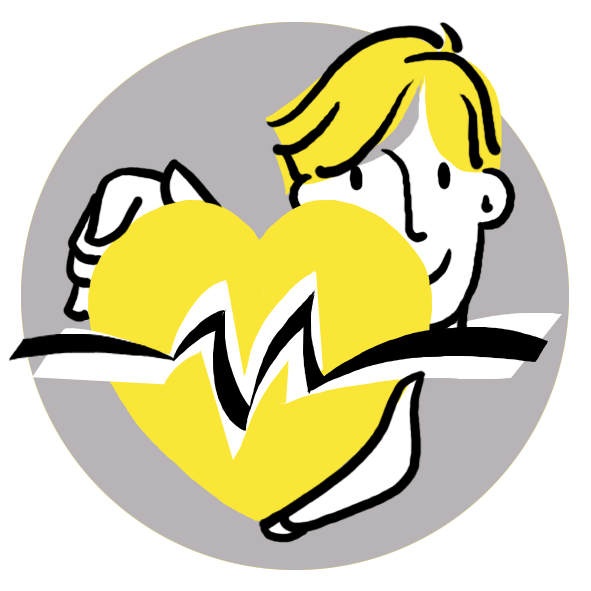 getekend icoon voor de categorie emoties en veiligheid van Spelplus, met heel veel verschillende hulpmiddelen, boeken en activiteiten speciaal geselecteerd zijn voor mensen met dementie