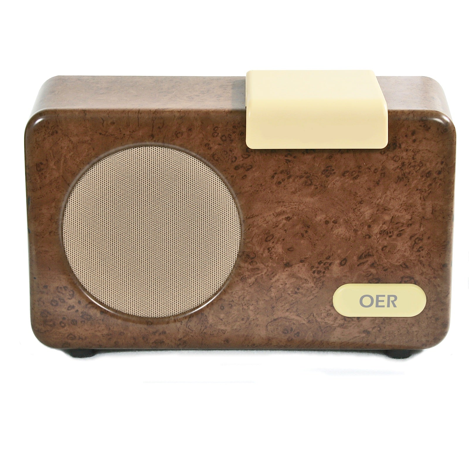 OER Muziekspeler Walnoot – Gebruiksvriendelijke radio die rust en herinneringen bevordert voor ouderen en dementie.