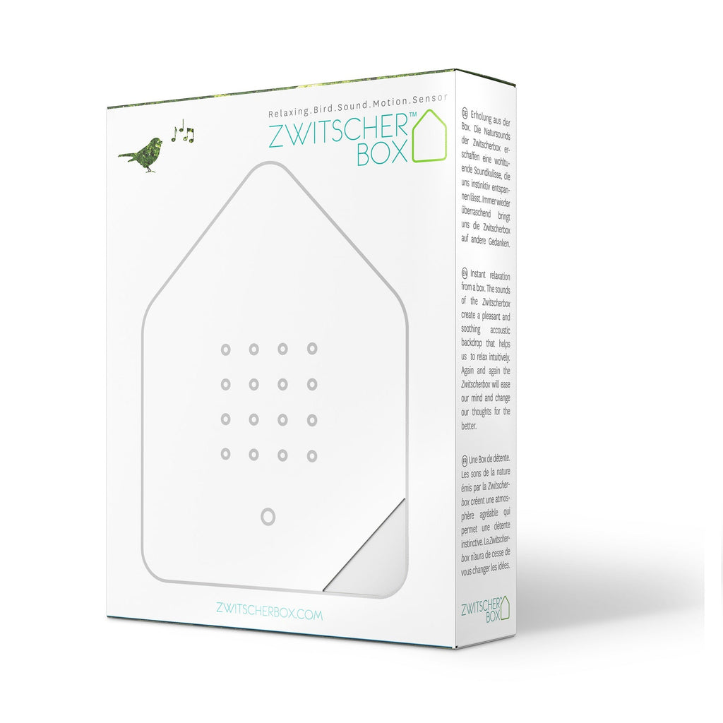 Zwitscherbox Wit – Vogelgeluiden met bewegingssensor, stimuleert zintuigen en activering voor senioren.
