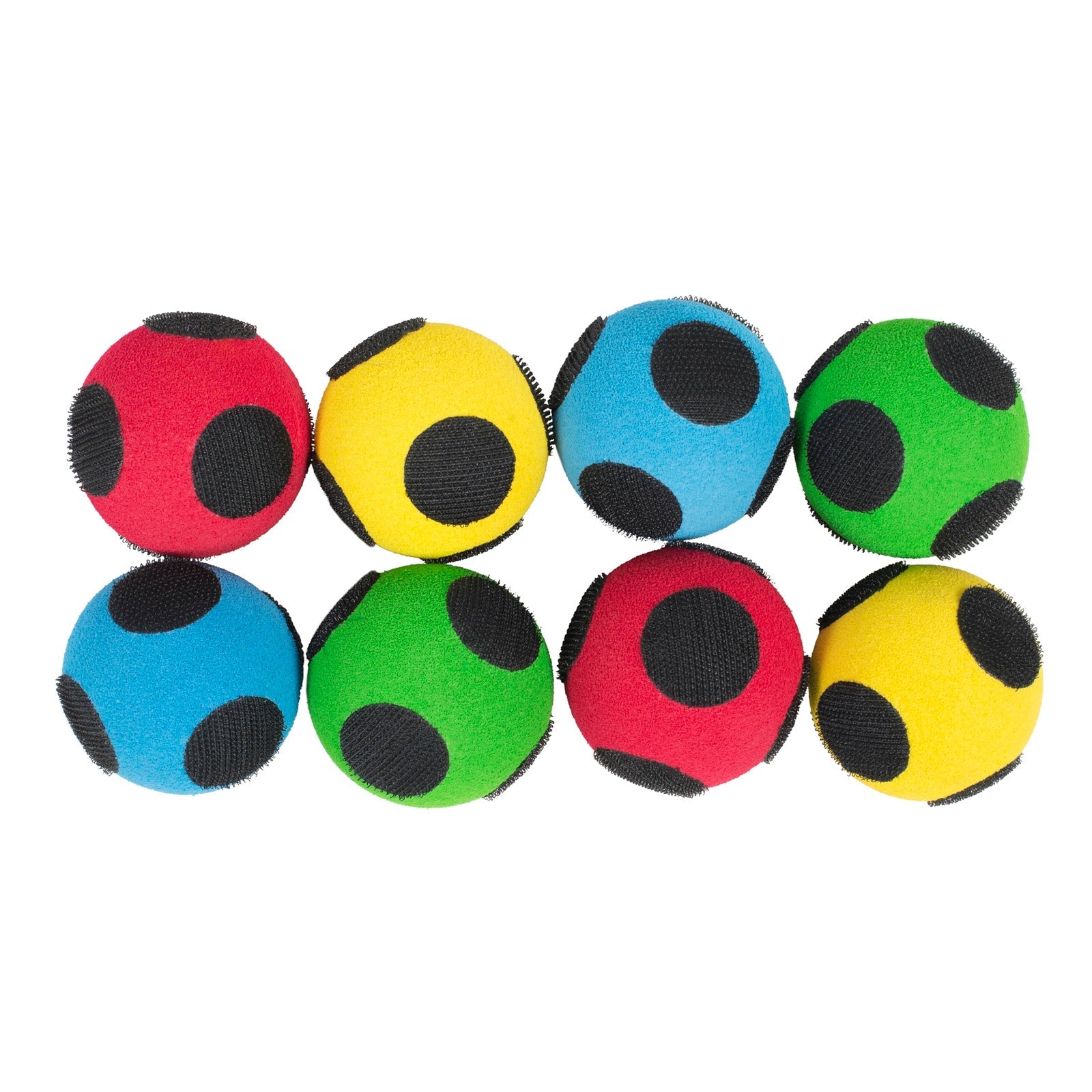 Klittenbandballen – Set van 8 zachte werpballen voor interactieve spellen, bevorderen motoriek en activering bij senioren.