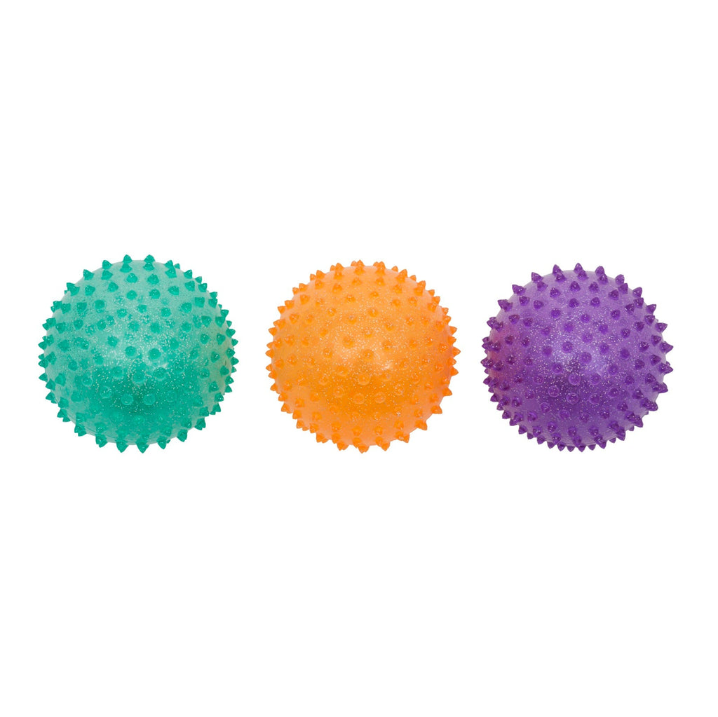 Glitter Knobby Balls – Set van 3 sensorische speelballen die activering en plezier bieden voor senioren.