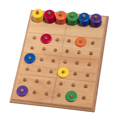 Kleuren Sudoku – Houten hersentraining met kleurrijke sudoku, stimuleert cognitieve vaardigheden bij senioren.