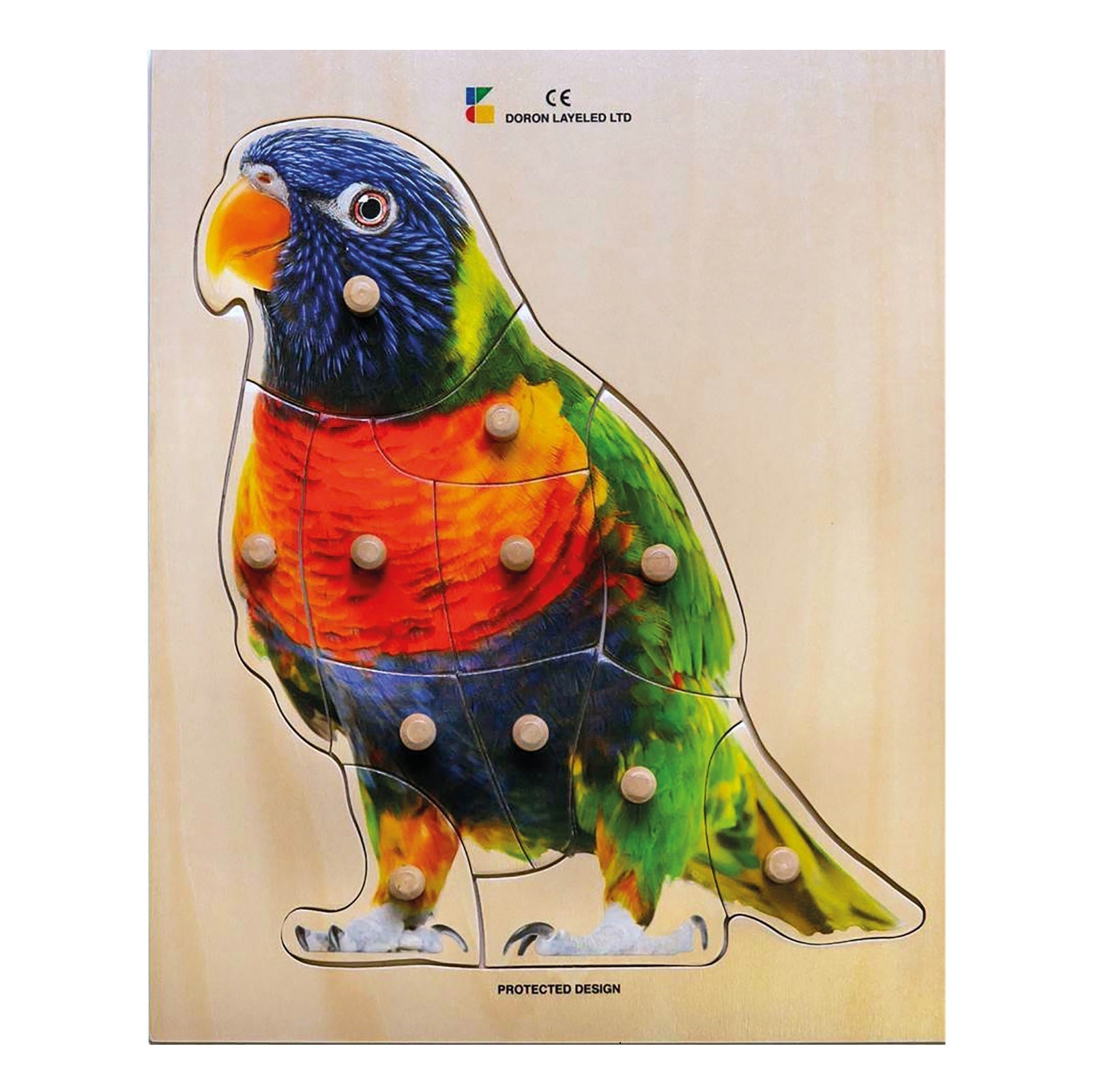 Houten Dementiepuzzel Papegaai – 16-delige puzzel met papegaaimotief, stimuleert geheugen en activering bij mensen met dementie.