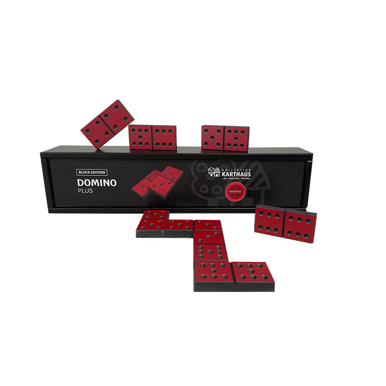 Domino PLUS Blackedition – Groot formaat dominostenen, ideaal voor activering en leesbaarheid bij ouderen.