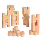 Afbeeelding van het spel Houten Bouwkist H en + Blokken, speciaal geselecteerd  voor ouderen met dementie.