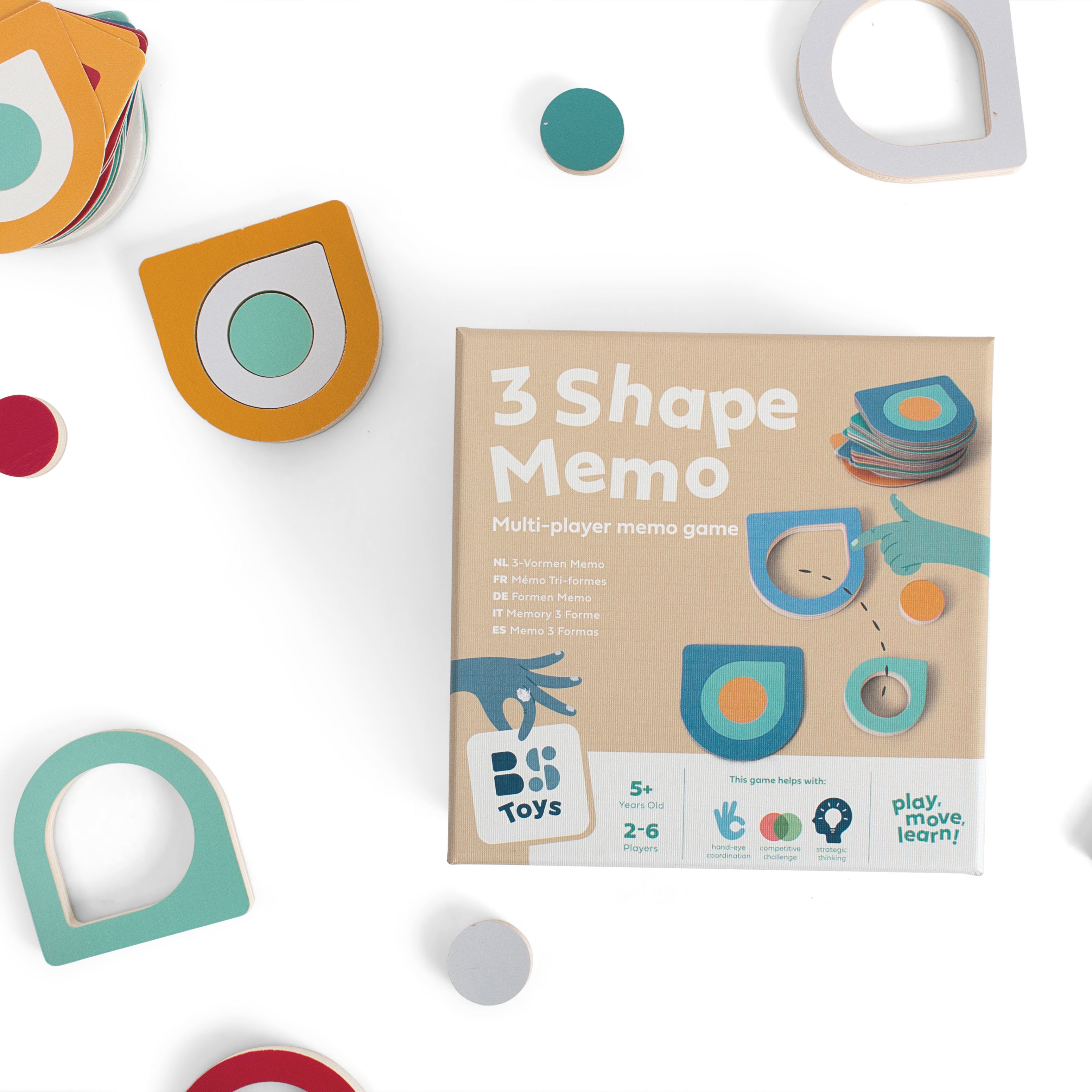 Afbeeelding van het spel 3 Vormen Memo, speciaal geselecteerd  voor ouderen met dementie.