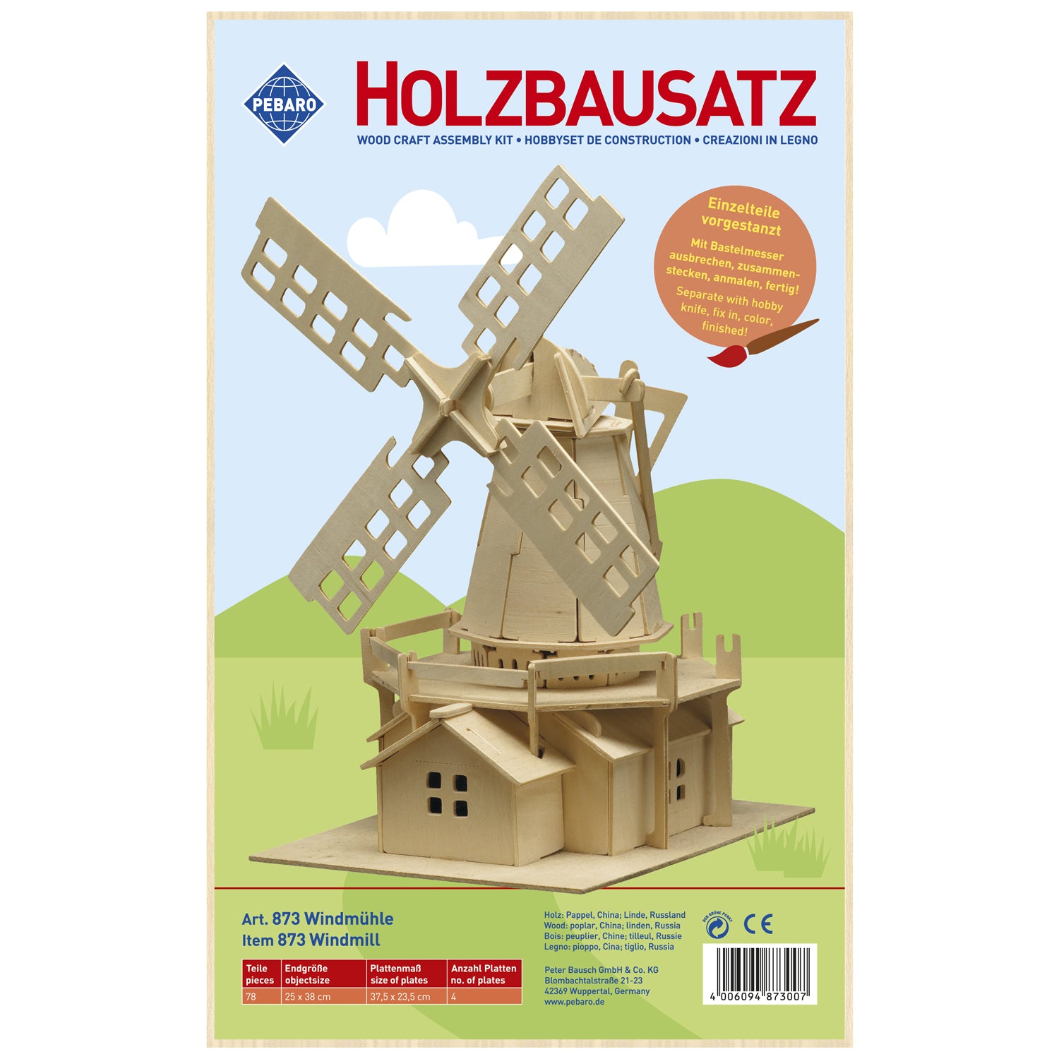 Afbeeelding van het spel Houten Bouwset Windmolen - Gereedschap niet benodigd, speciaal geselecteerd  voor ouderen met dementie.