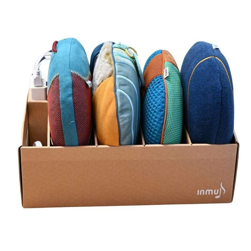 Afbeeelding van het spel Inmu box 1 x InmuDANCE, 1 x InmuRELAX, 1 x InmuJOY, 1 x InmuRHYTHM, speciaal geselecteerd  voor ouderen met dementie.