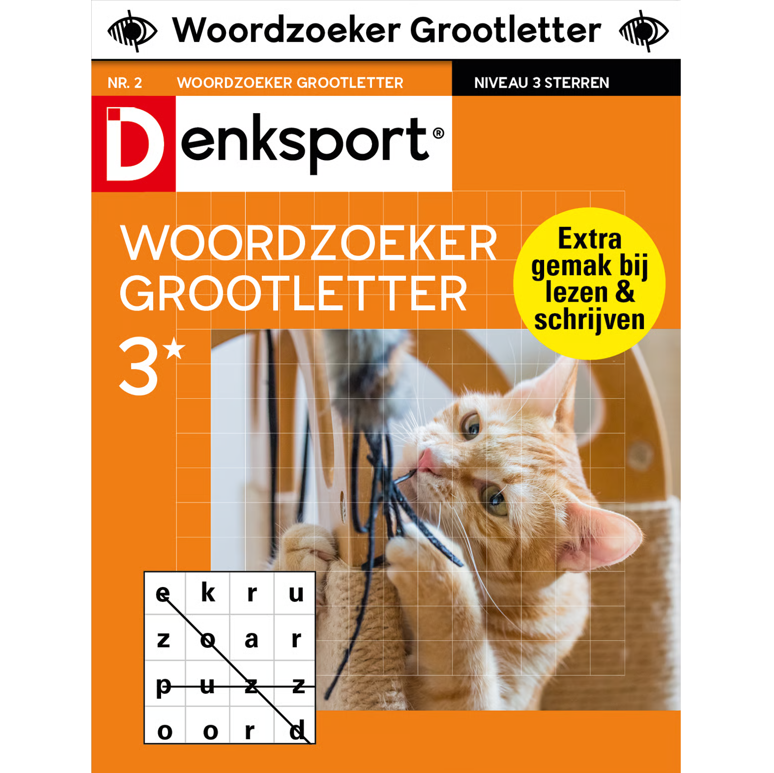 Woordzoeker Grootletter 3 Sterren - Denksport Puzzelboek