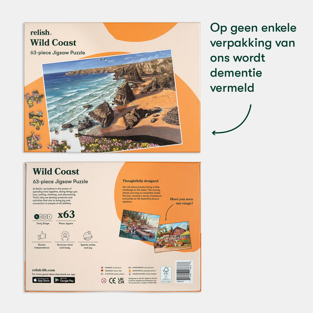 Afbeeelding van het spel Puzzel - De wilde Kust - 63 stukjes, speciaal geselecteerd  voor ouderen met dementie.