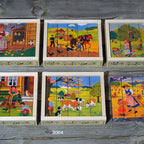 Kubus puzzel Boerenerf 20-delig – Nostalgische houten puzzel die herinneringen en activering stimuleert voor ouderen.