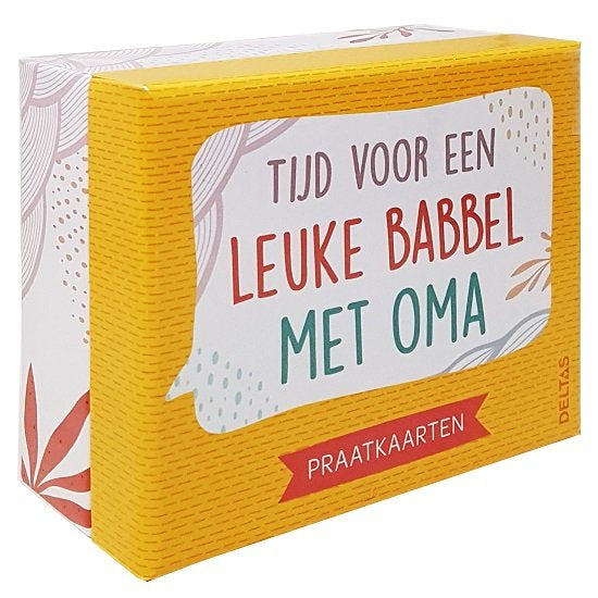 Tijd voor een leuke Babbel met Oma – Gesprekskaartspel dat herinneringen deelt en verbinding stimuleert voor senioren.