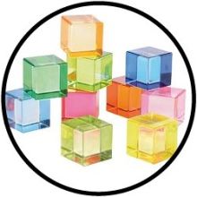 Transparant gekleurde Kubusblokjes set van 10 - Acryl