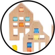Houten Huizen voor transparante Kubusblokjes